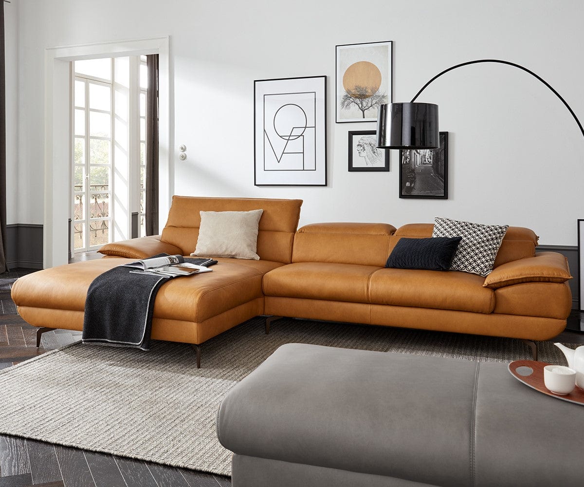 Acer Leather Left Chaise Sectional